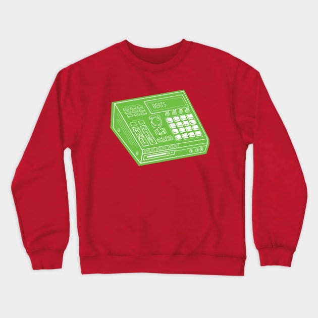 Beat Maker (White Lines + Apple Green Drop Shadow) Analog / Music Crewneck Sweatshirt by Analog Digital Visuals